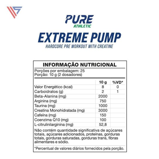 Pré Treino Extreme Pump 250g Maçã Verde Pure Athletic