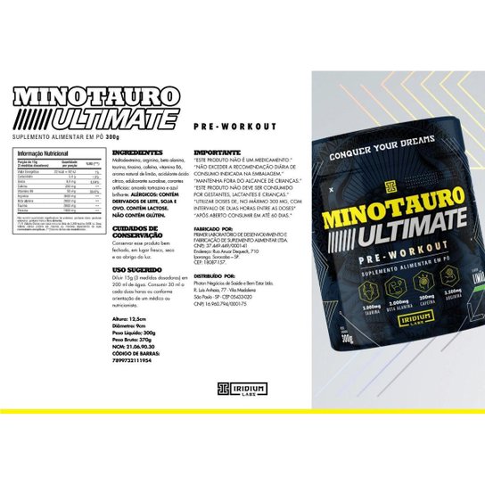 Pré Treino Minotauro Ultimate 300g - Iridium Labs