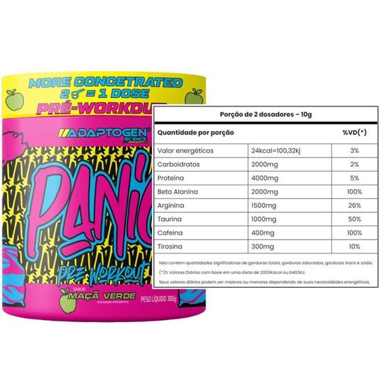 Pré Treino Panic Adaptogen Super Concentrado 300g Explosivo