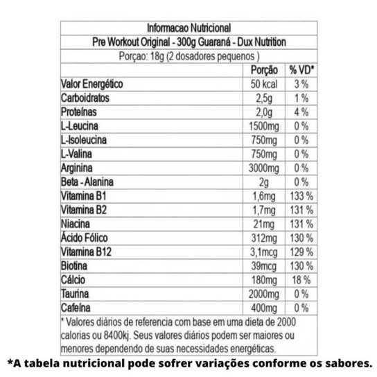 Pre Workout Original (300g) Dux Nutrition