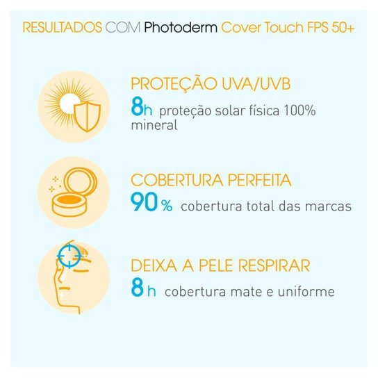 Protetor Solar Facial Bioderma Photoderm Cover Touch FPS 50+ Dourado
