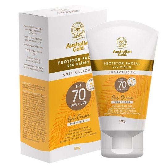 Protetor solar Facial Gel Creme Australian Gold FPS70 50g