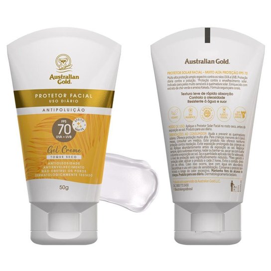 Protetor solar Facial Gel Creme Australian Gold FPS70 50g