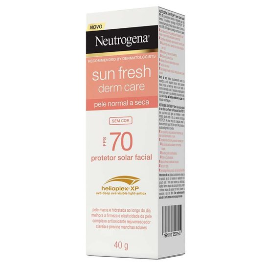 Protetor Solar Facial Neutrogena Sun Fresh Derm Care FPS70 – Pele Normal a Seca 40g