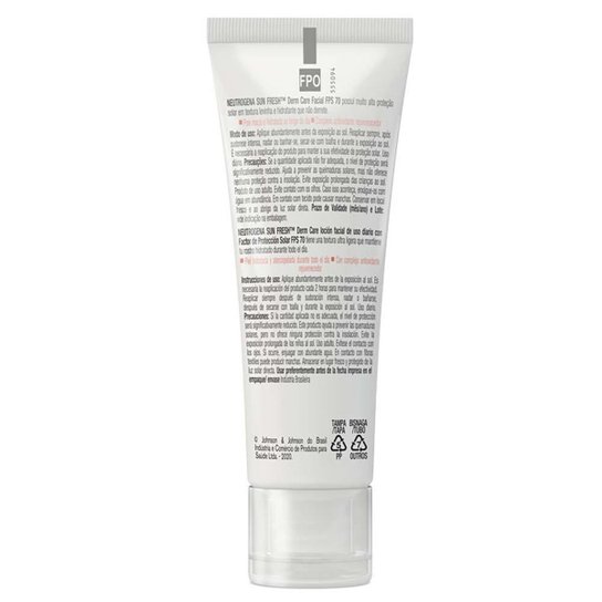 Protetor Solar Facial Neutrogena Sun Fresh Derm Care FPS70 – Pele Normal a Seca 40g