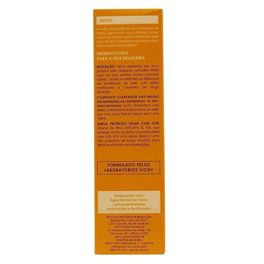 Protetor Solar Idéal Soleil Clarify FPS60 Vichy Clara 40g