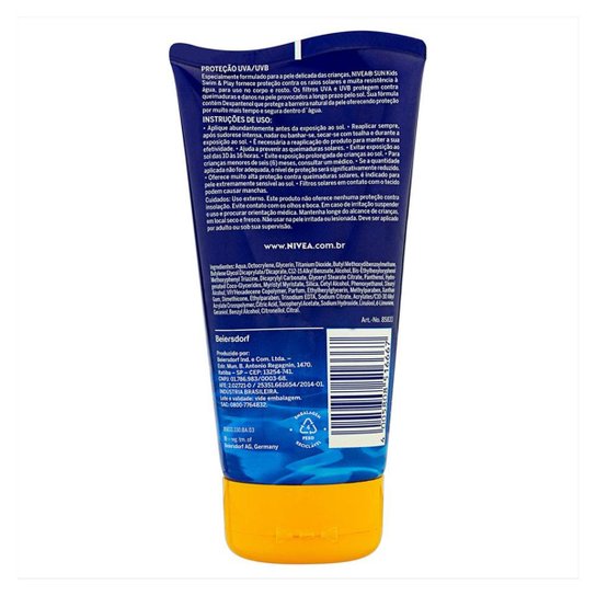 Protetor Solar Nivea Sun Kids Swim&Play FPS60 150ml