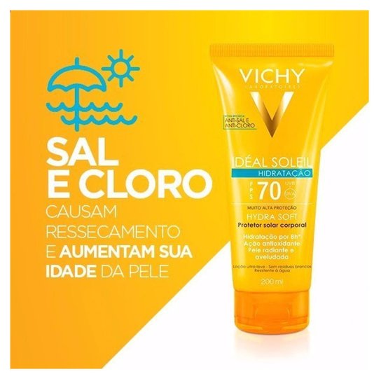 Protetor Solar Vichy - Idéal Soleil Hydrasoft FPS70 200ml