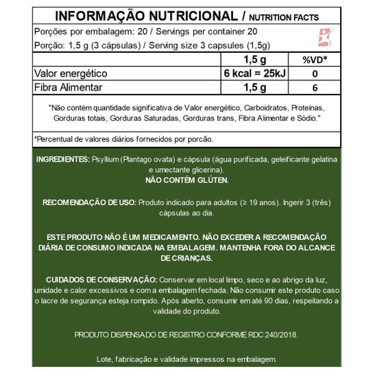 PSYLLIUM 500MG FIBRA ALIMENTAR 60 CÁPSULAS - TAKE CARE