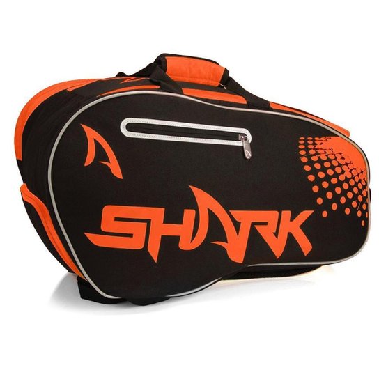 Raqueteira Beach Tennis Shark Com Bolso Termico Preta Laranja