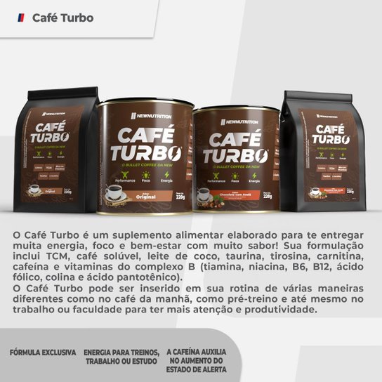 Refil Café Turbo Original Suplemento Alimentar em Pó 220g Pré Treino - Energia, Foco e Disposição!