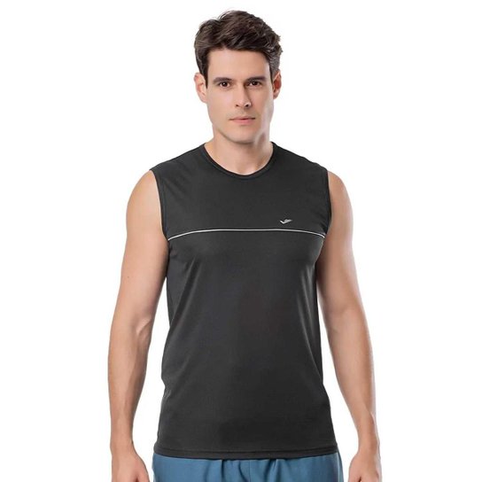 Regata Elite Contrastante Masculino - Preto e Gelo Preto P