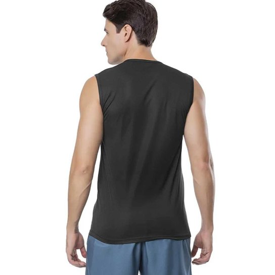 Regata Elite Contrastante Masculino - Preto e Gelo Preto P