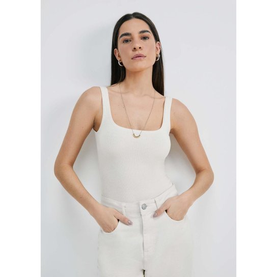 Regata Feminina Decote Quadrado Em Ribana