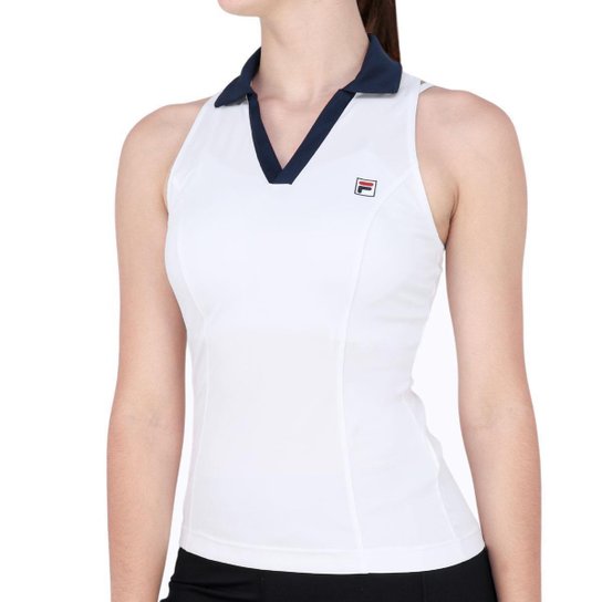 Regata Polo Fila Tennis Basic Branca e Marinho