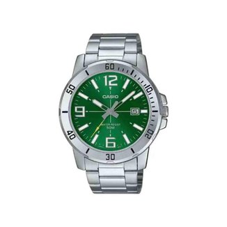 Relógio Casio Standard Prata/Verde Masculino MTP-VD01D-3BVUD