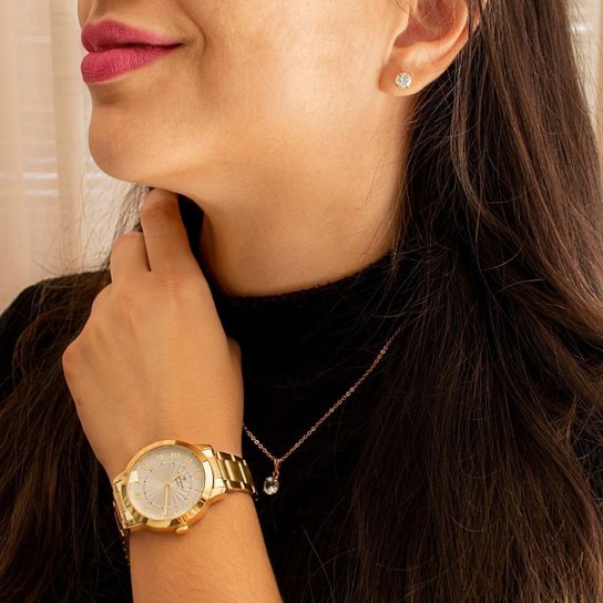 Relógio Champion Analógico CN25118W Feminino + Semijóia