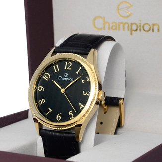 Relogio Champion Masculino Dourado Analogico Pulseira Couro