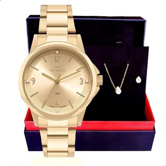 Relógio de Pulso Feminino Technos 2035MXM/1D Colar e Brincos