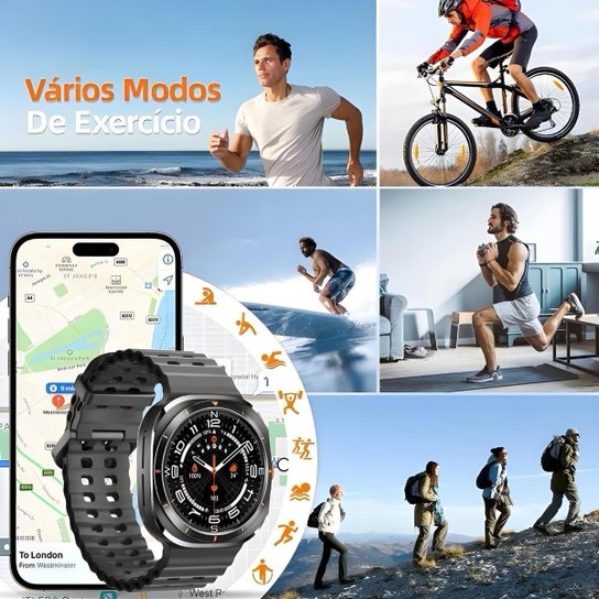 Relogio Inteligente Serie 10 Smartwatch Ma27 Android iOS Bluetooth Masculino Feminino Gps ChatGpt