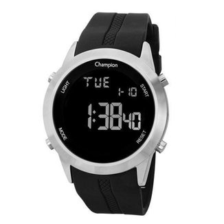 Relógio Masculino Champion Digital Prata Silicone CH40259T