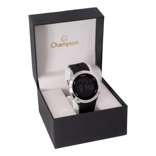 Relógio Masculino Champion Digital Prata Silicone CH40259T