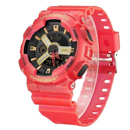 Relógio Masculino Relógio Weide AnaDigi WA3J8004 Vermelho e Preto