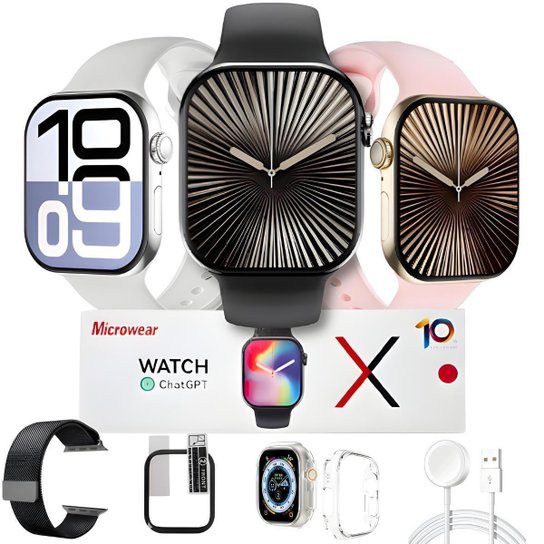 Relógio Microwear Smart Watch W10 Tela Oled ChatGpt Serie 10 Nfc Gps Unissex