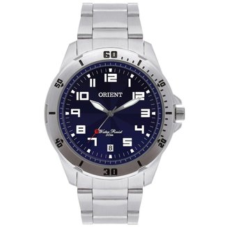 Relógio Orient Masculino Analógico - Prata/Azul - Mbss1155a D2sx