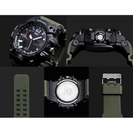 Relógio Smael 1545 Preto Total Modelo Militar Sport 739