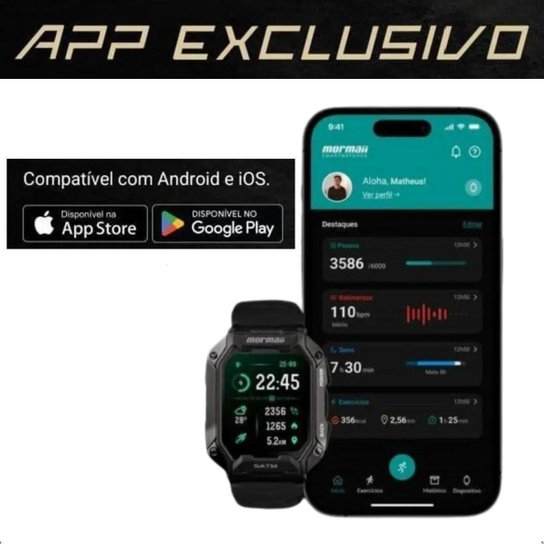 Relógio Smartwatch Mormaii Resistente 5ATm