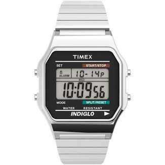 Relógio Timex Digital Vintage Indiglo Prata T78587