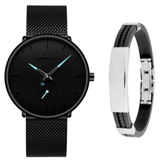 Relógio Ultra Fino Masculino Luxo Casual + Pulseira Metal