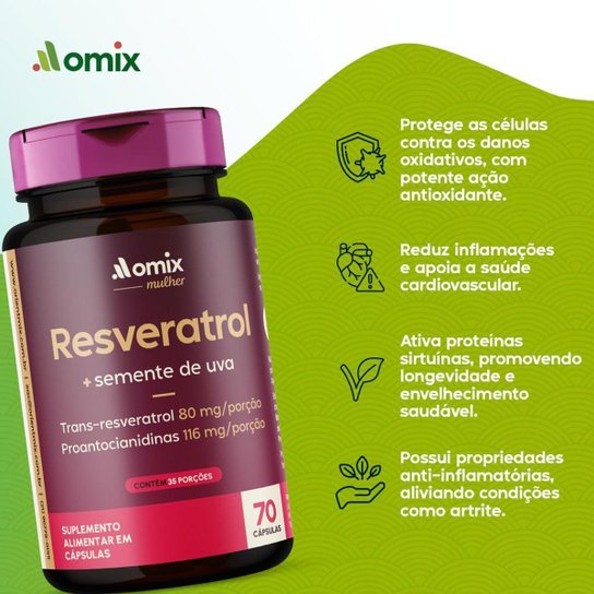 Resveratrol - 70 Cápsulas - Omix