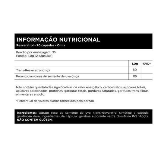 Resveratrol - 70 Cápsulas - Omix
