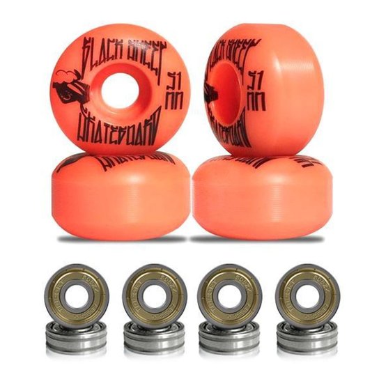 Roda para Skate Black Sheep 51mm Laranja Dureza 90a com Rolamentos ABEC-5
