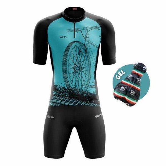 Roupa de Ciclismo Masculino - Camisa e Bermuda De Gel Bike Slim Profissional Mtb