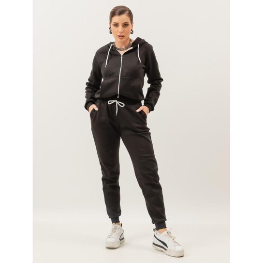 Roupa de Frio Conjunto Moletom Calça Blusa Agasalho Abrigo Manga comprida