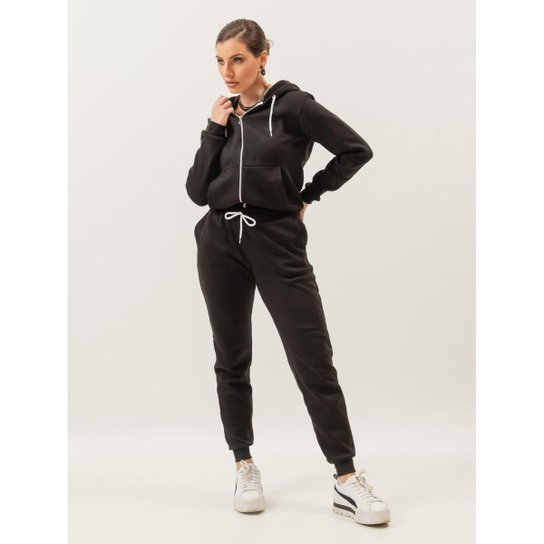 Roupa de Frio Conjunto Moletom Calça Blusa Agasalho Abrigo Manga comprida