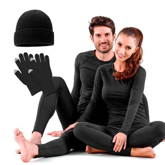Roupa Termica Frio Blusa Calça segunda Pele Gorro Luva Touch Screen Masculina Feminina