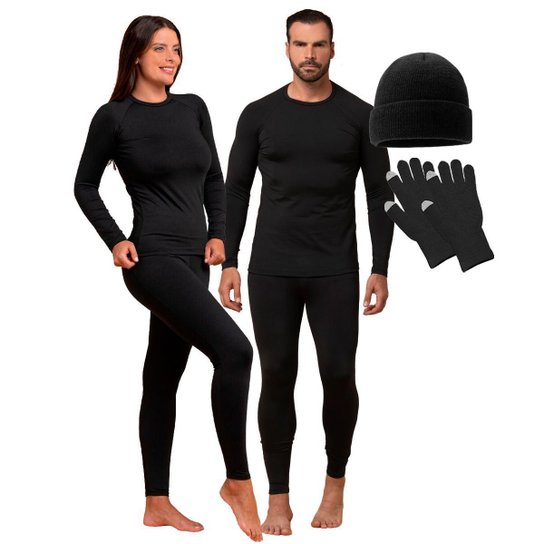 Roupa Termica Frio Blusa Calça segunda Pele Gorro Luva Touch Screen Masculina Feminina