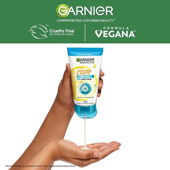 Sabonete Facial 3 em 1 Garnier Skin Uniform & Matte Antiacne 120g
