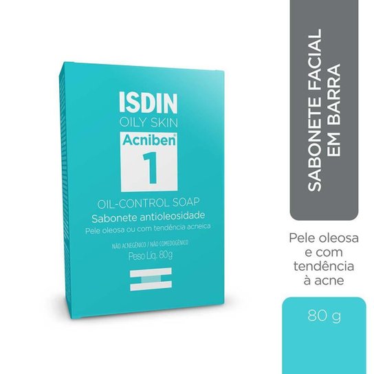 Sabonete Facial em Barra Antioleosidade Isdin - Acniben Oil-Control 80g