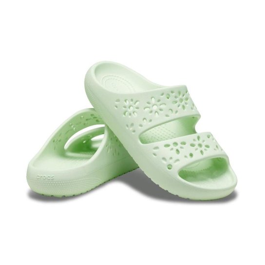 Sandália crocs classic floral cut out sandal jade tint