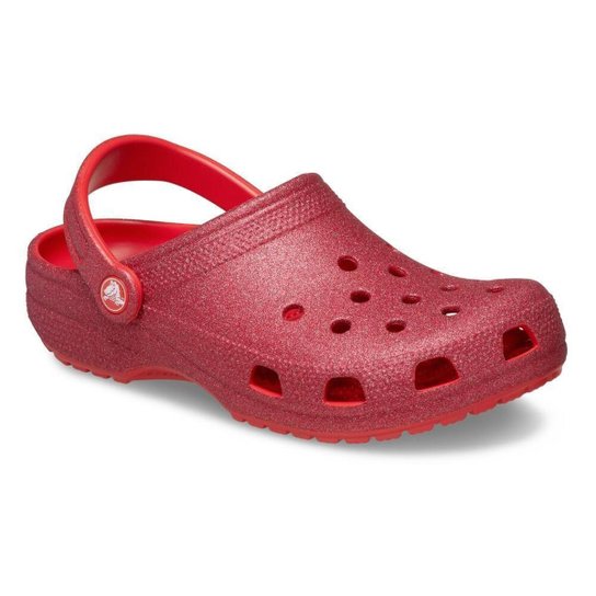 Sandália Crocs Classic Glitter Clog Cherry Red