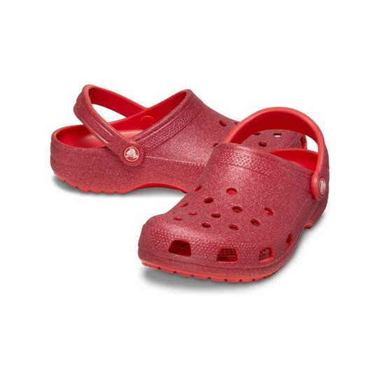 Sandália Crocs Classic Glitter Clog Cherry Red