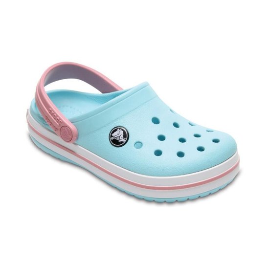 Sandália crocs crocband clog kids ice blue/white