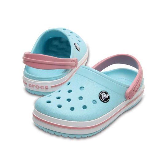 Sandália crocs crocband clog kids ice blue/white