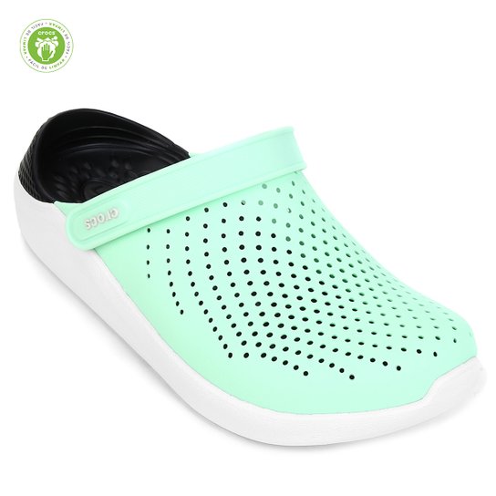 Sandália Crocs LiteRide Clog - Verde Claro+Branco