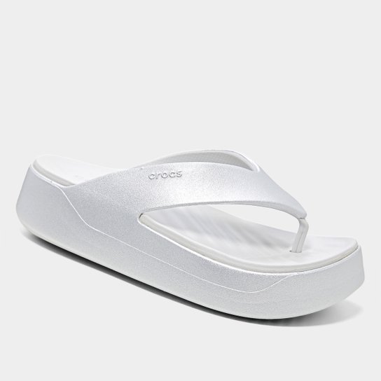 Sandália Crocs Metallic Plataform Flip Feminina